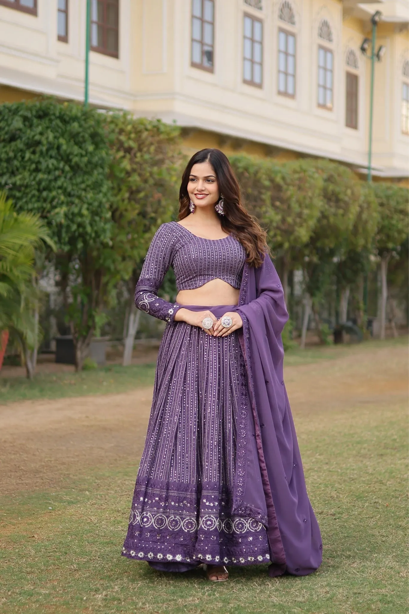 Stunning Onion Embroidered Work Lehenga Choli