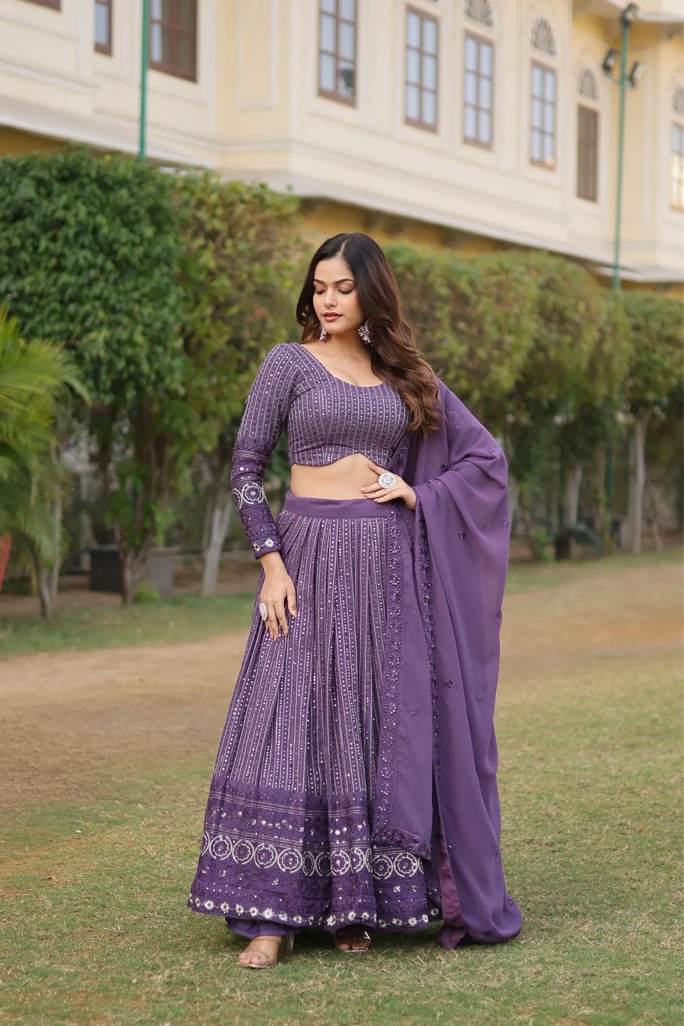 Stunning Onion Embroidered Work Lehenga Choli