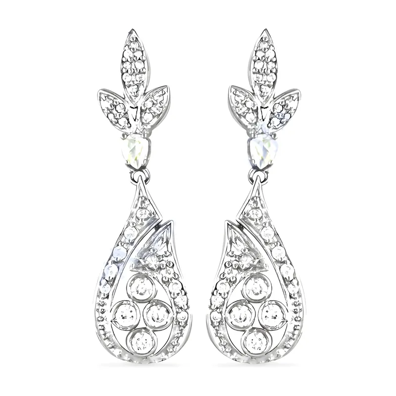 Stunning Party Wear Cubic Zirconia Gemstone Silver Earrings