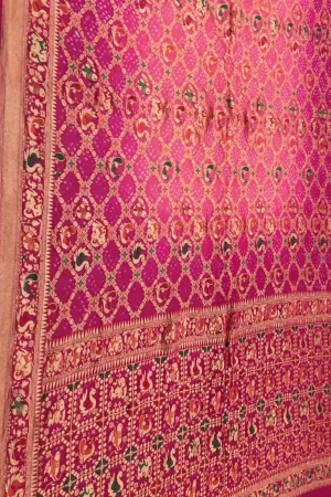 Stunning Pink Banarasi Bandhani Georgette Meenakari Saree