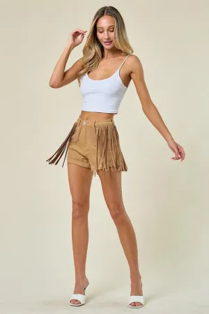 Suede Fringe Shorts