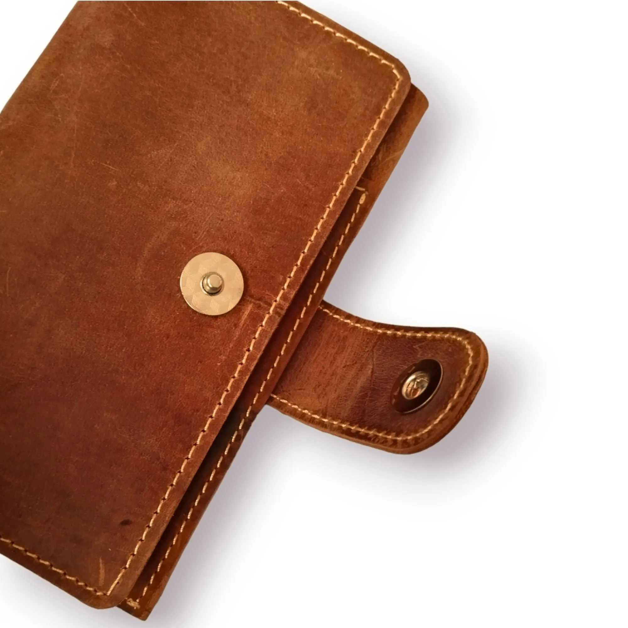 Tan Leather Travel Wallet with Mobile Pouch