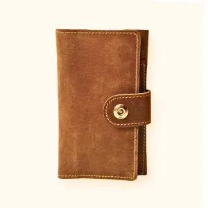 Tan Leather Travel Wallet with Mobile Pouch