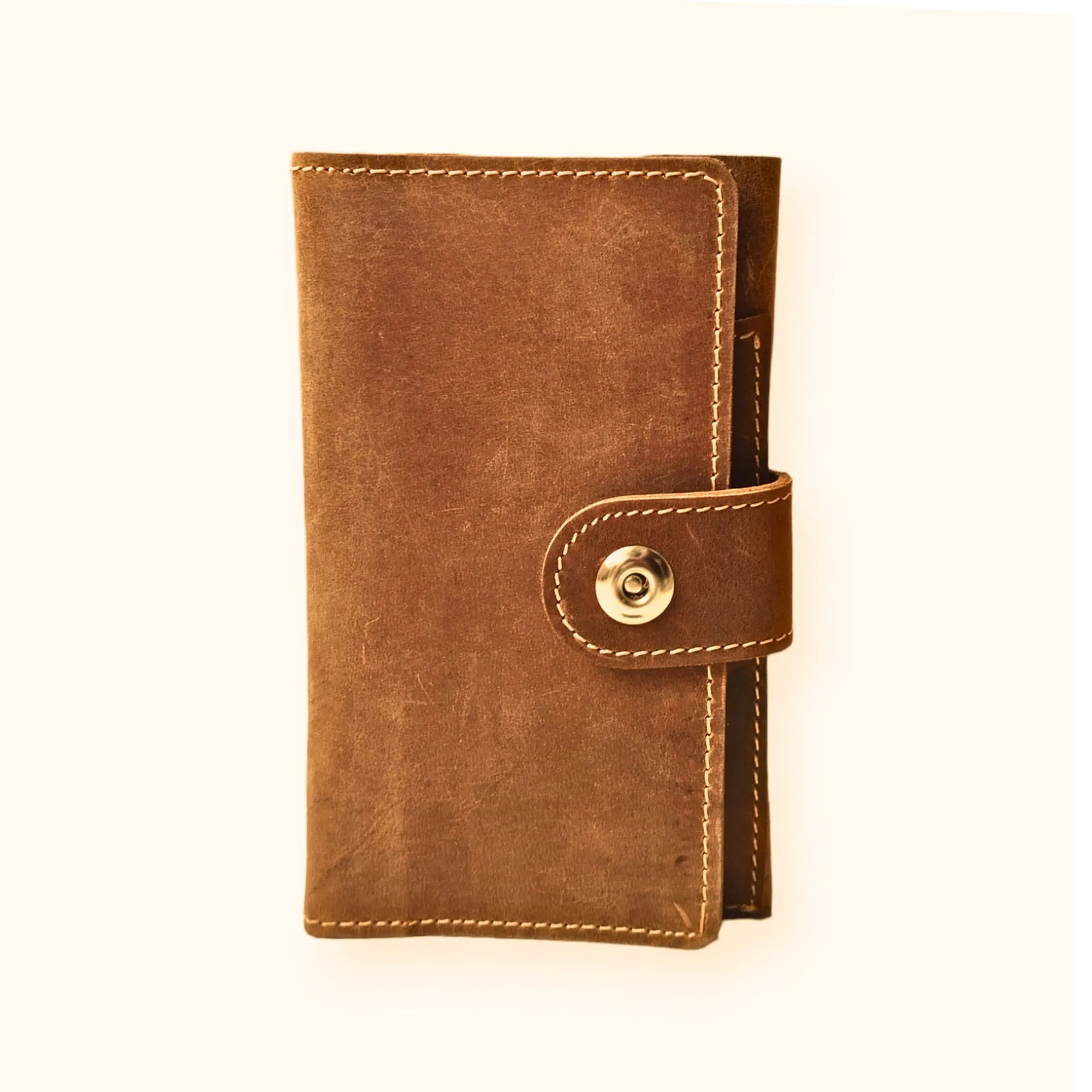 Tan Leather Travel Wallet with Mobile Pouch