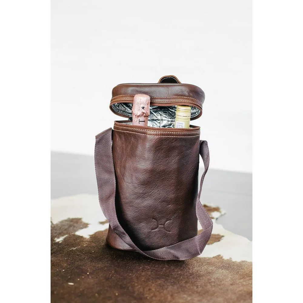 Thandana Leather Wine Cooler Double Carry Bag | Blush