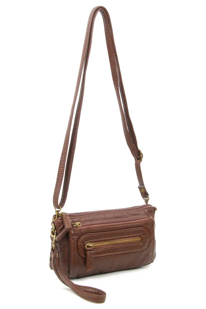 The Anita Three Way Crossbody Wristlet - Chocolate Brown