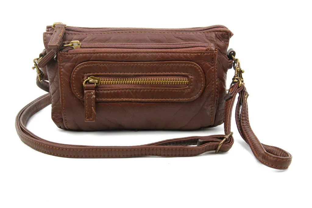 The Anita Three Way Crossbody Wristlet - Chocolate Brown