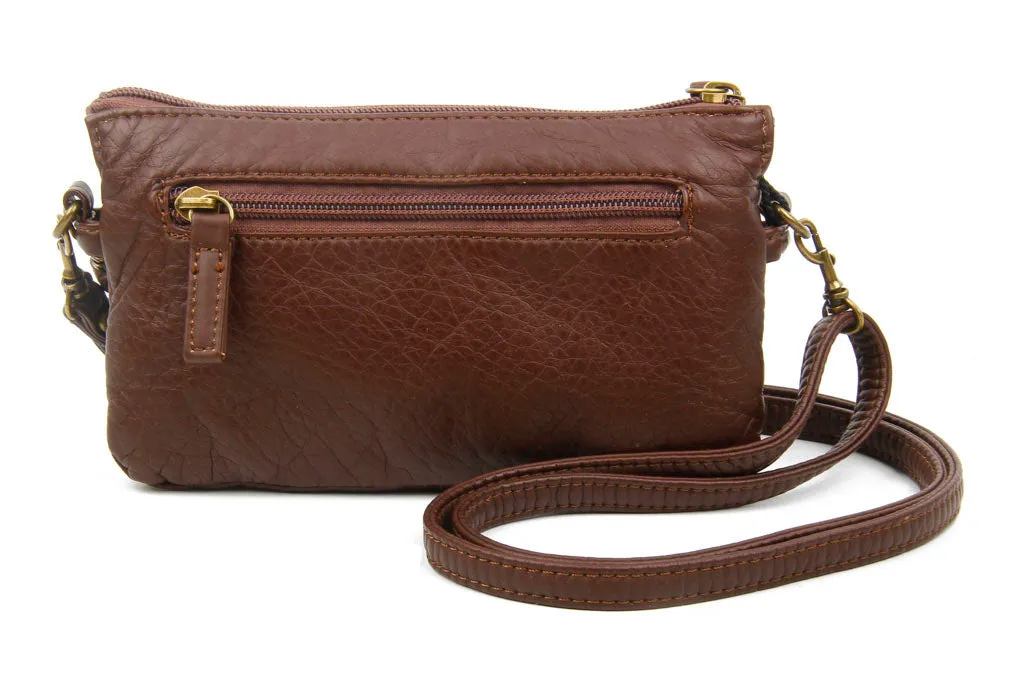 The Anita Three Way Crossbody Wristlet - Chocolate Brown