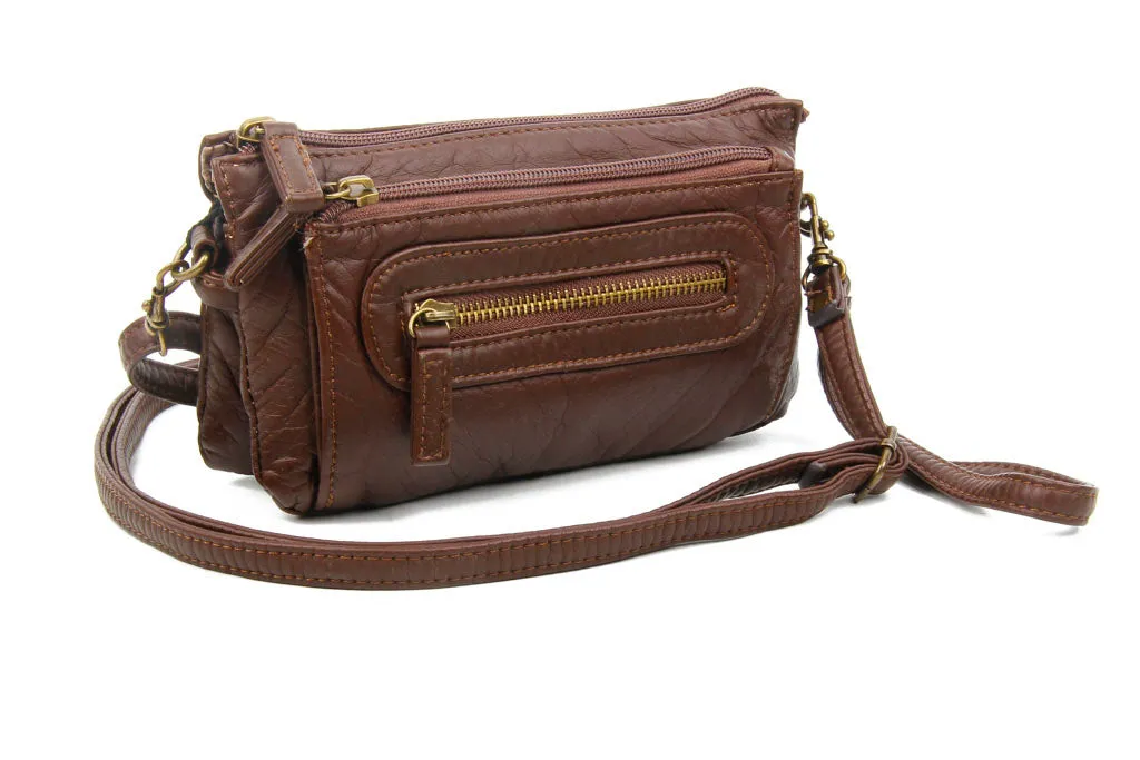 The Anita Three Way Crossbody Wristlet - Chocolate Brown