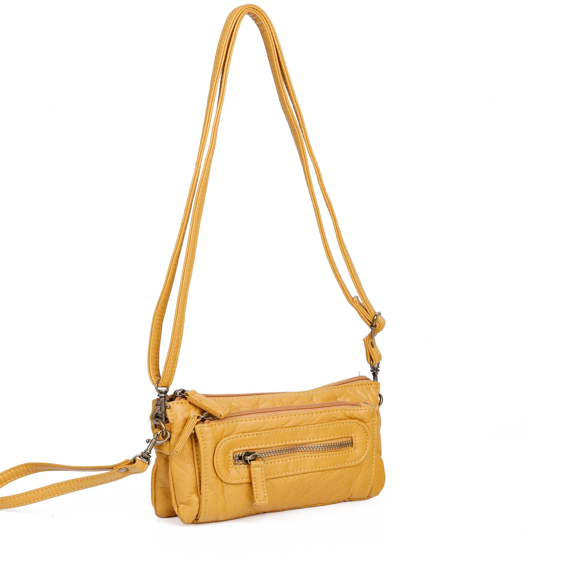 The Anita Three Way Crossbody Wristlet - Mustard