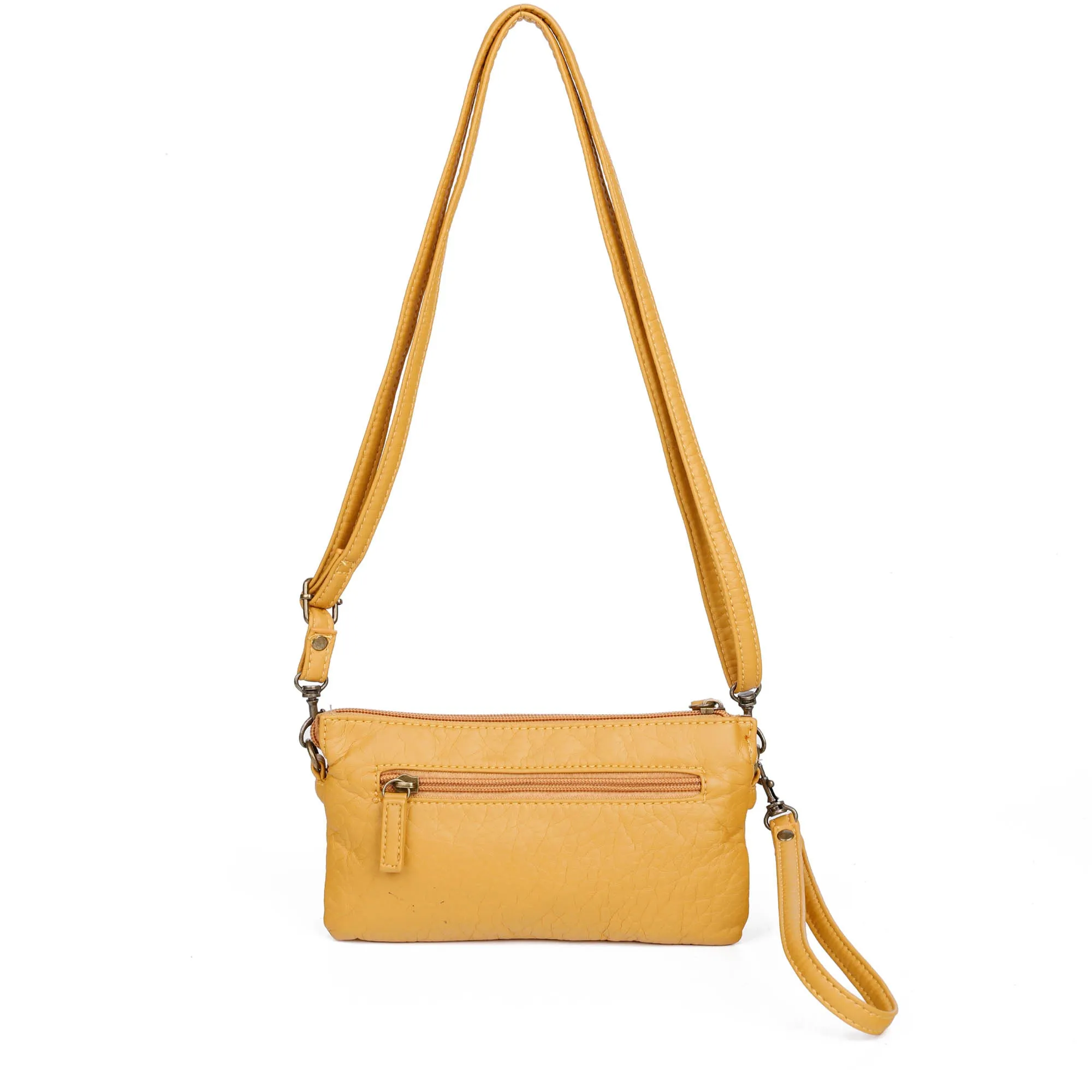 The Anita Three Way Crossbody Wristlet - Mustard