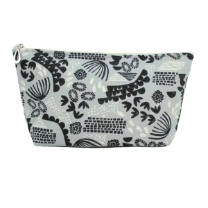 The Medium Make Up Bag - Black & Gray Linocut