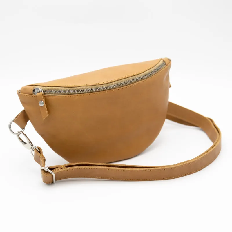 Toffee Leather Bum Bag (w Silver Fittings)