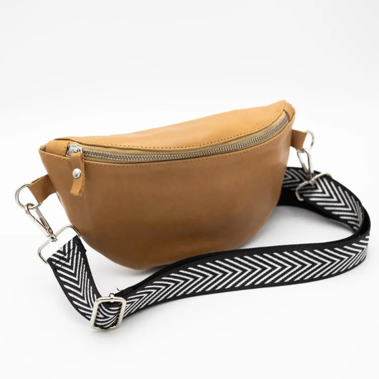 Toffee Leather Bum Bag (w Silver Fittings)