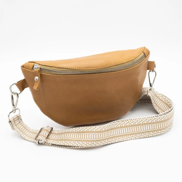 Toffee Leather Bum Bag (w Silver Fittings)