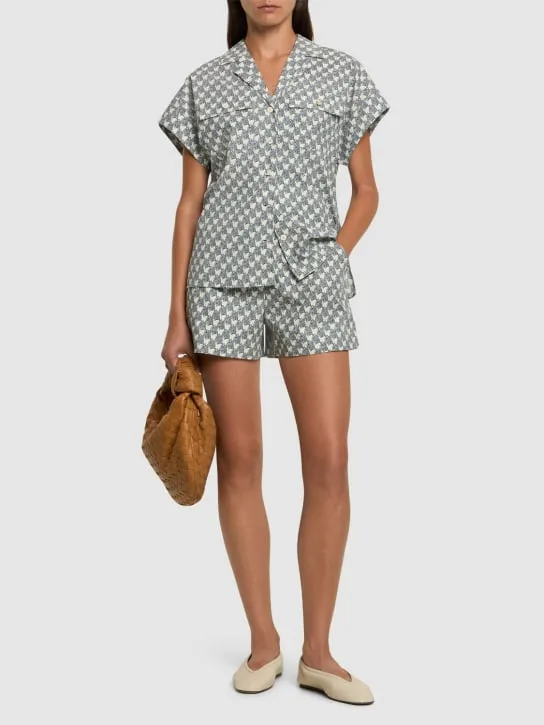 Tory Burch   Printed cotton poplin camp shorts 