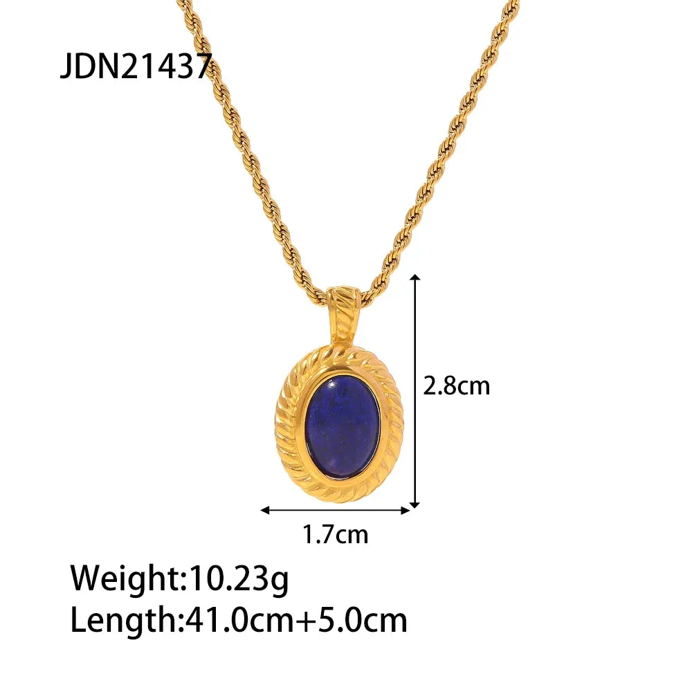 VAIGE Stunning Blue Lapis & 18K Gold Geometric Pendant Necklace