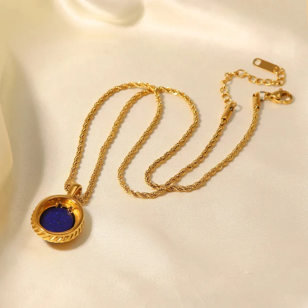 VAIGE Stunning Blue Lapis & 18K Gold Geometric Pendant Necklace