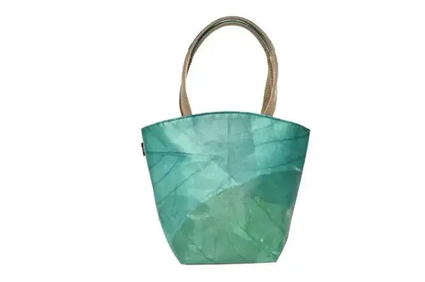 Vegan Leaf Leather Tote Turquoise