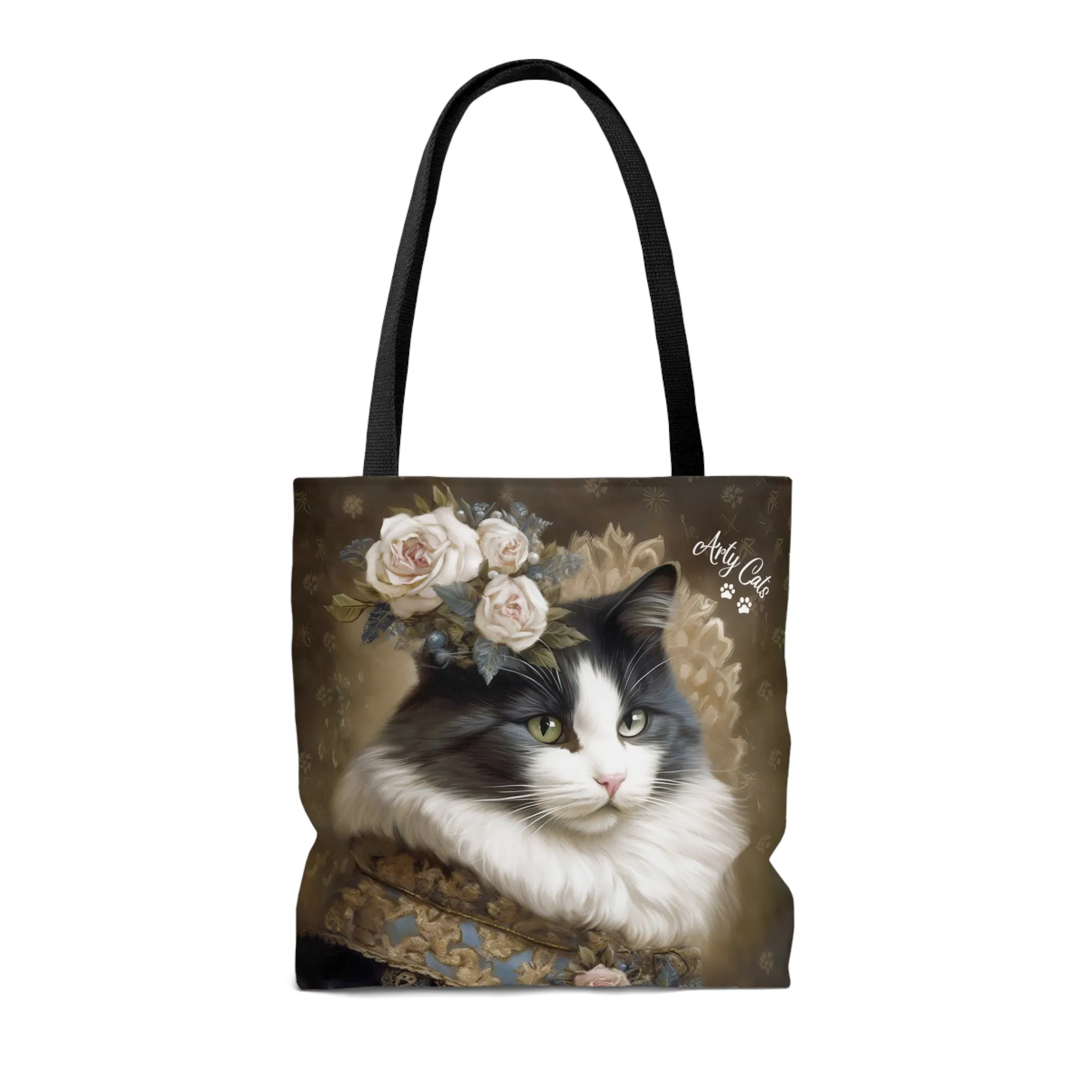 Victorian Cat with Roses, All Purpose Designer Tote Bag