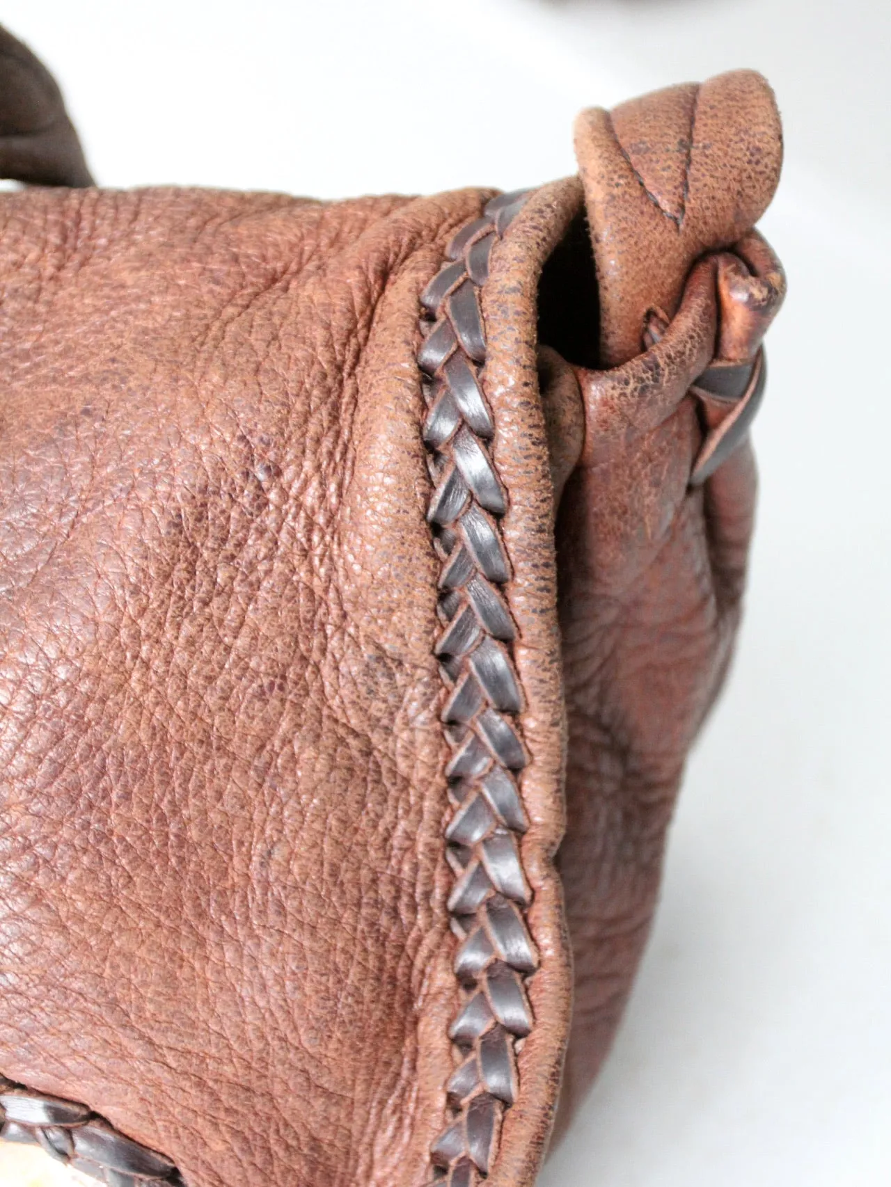 vintage boho hippie leather shoulder bag