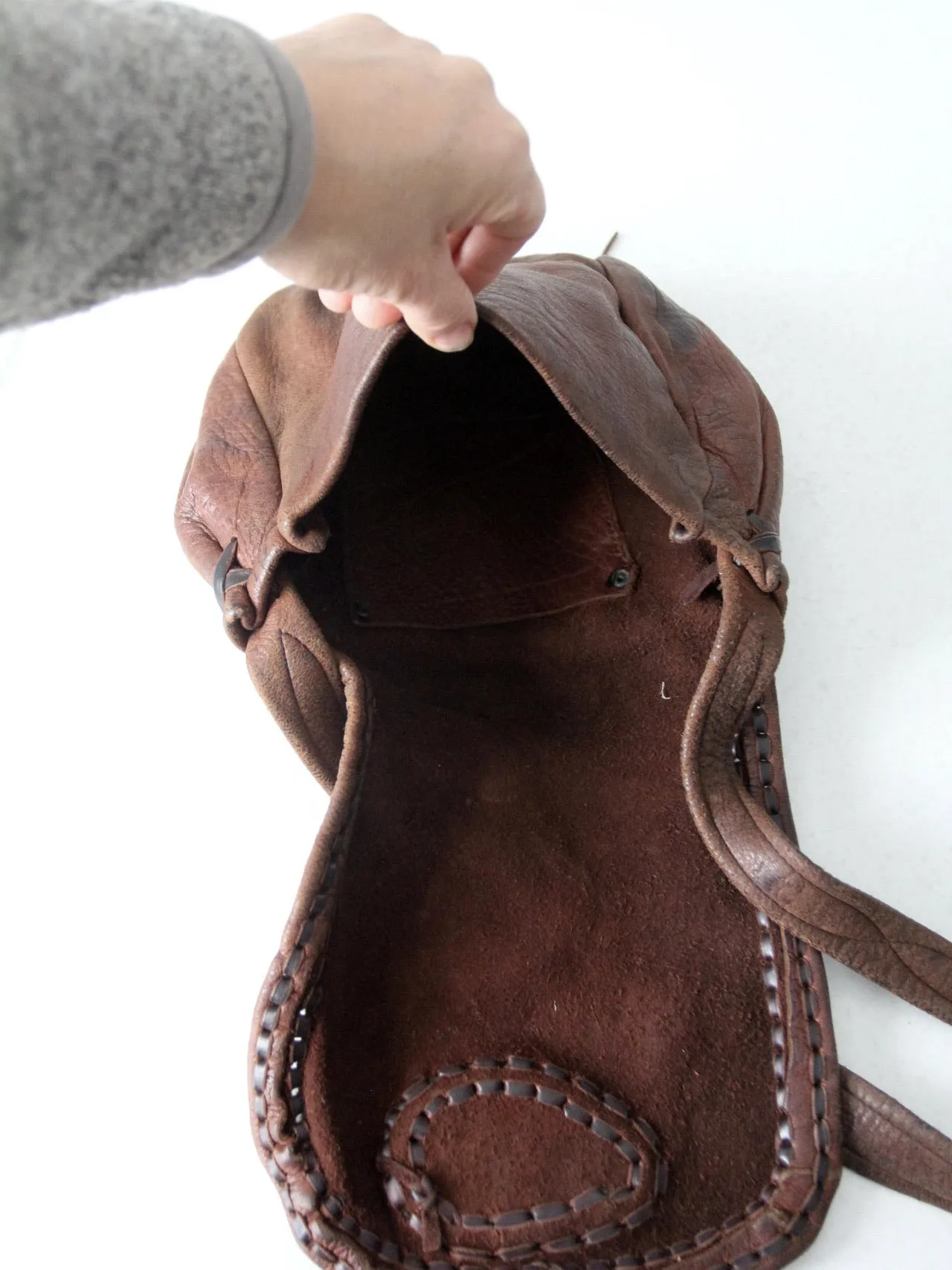 vintage boho hippie leather shoulder bag