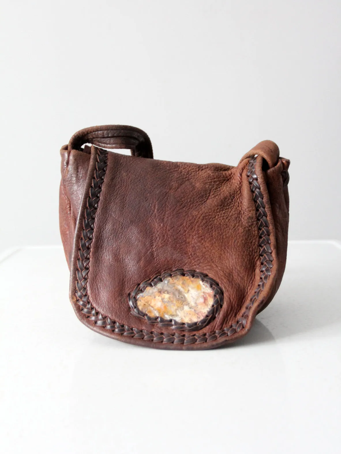 vintage boho hippie leather shoulder bag