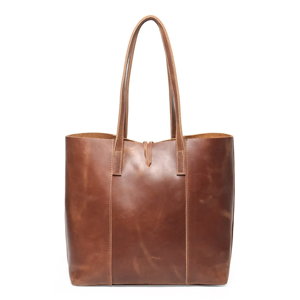 Vintage Crazy Horse Leather Tote Bag