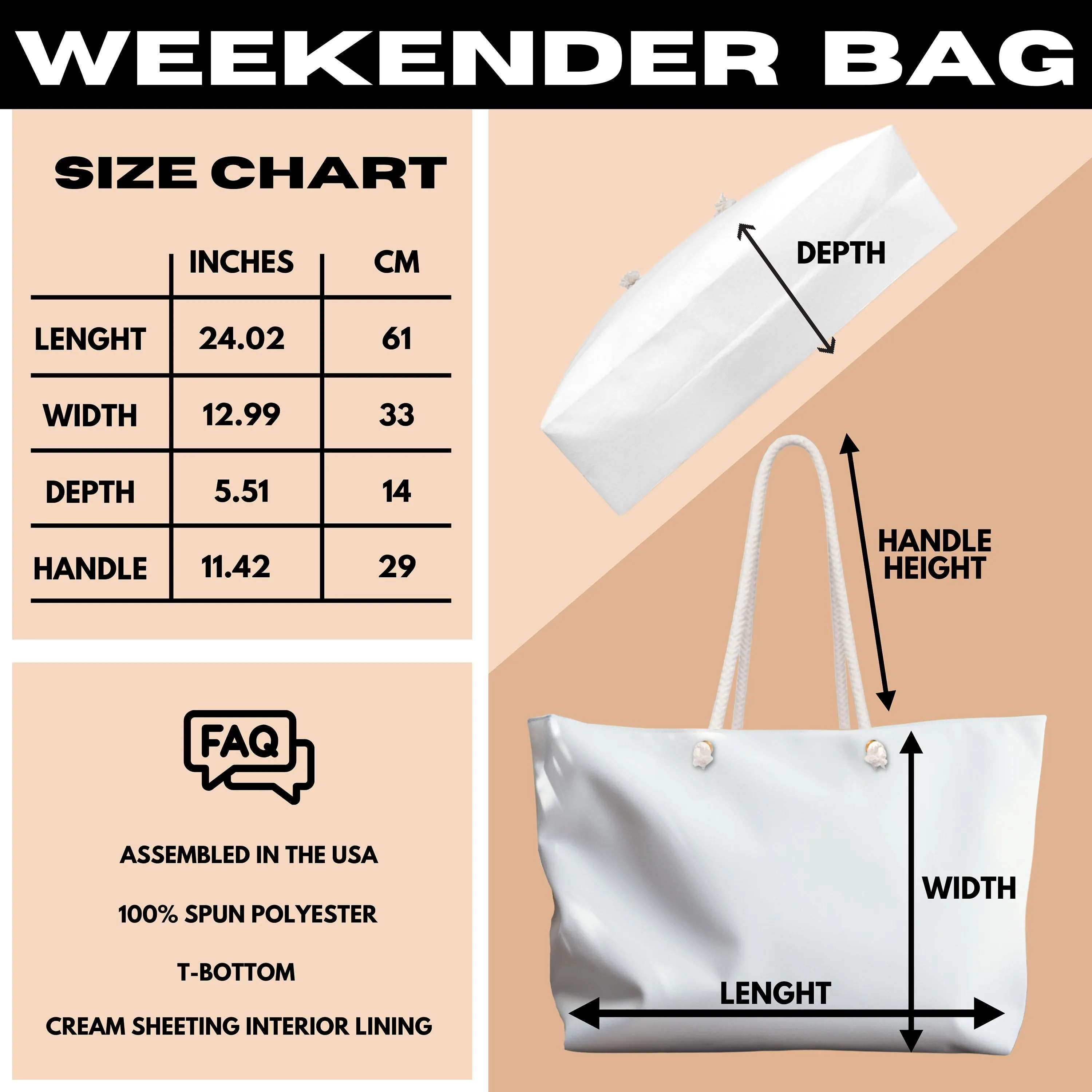 Vintage Design Canvas Weekender Tote Bag