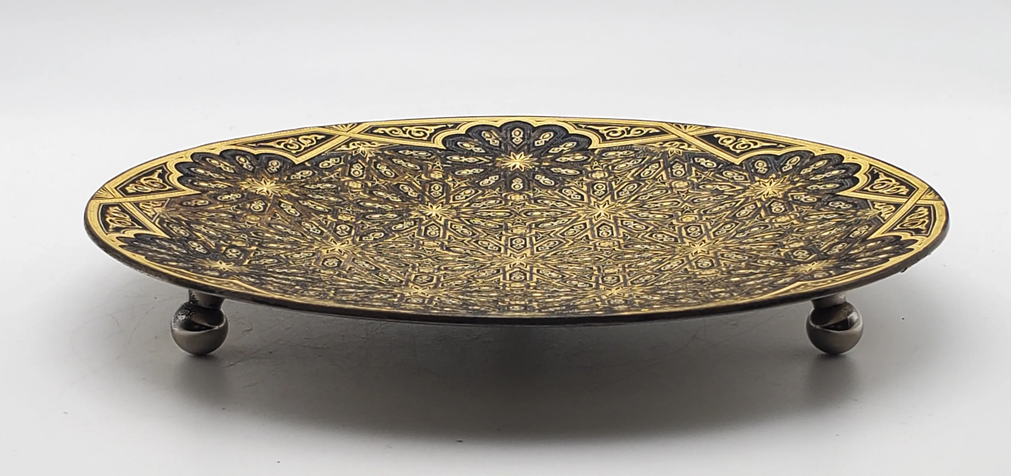 Vintage Metal Stunning Carved Designs Dish