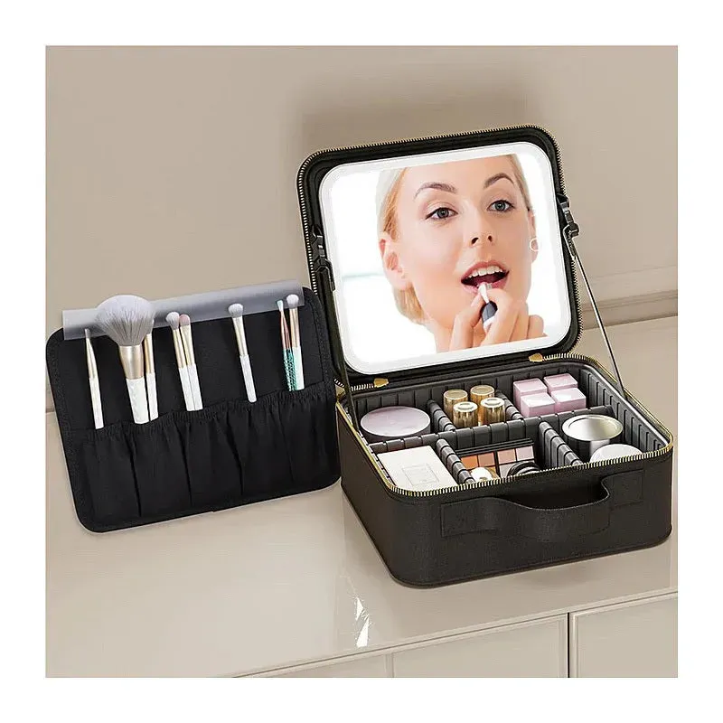 Wellcare Cosmetic Make Up Bag Case with Mirror LED Lights Portable