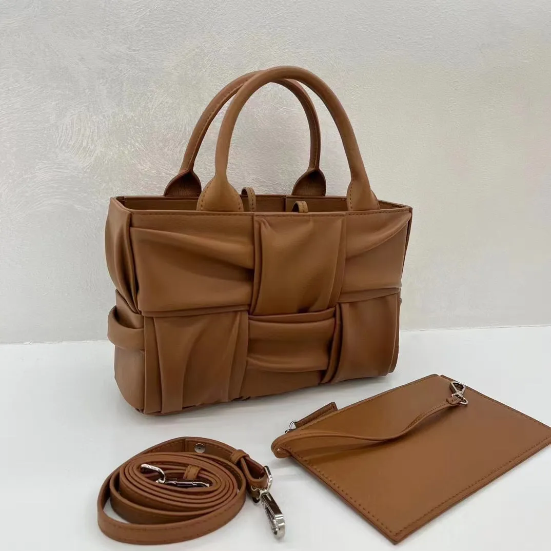 Womens Woven Leather  Top Handle Tote Bag